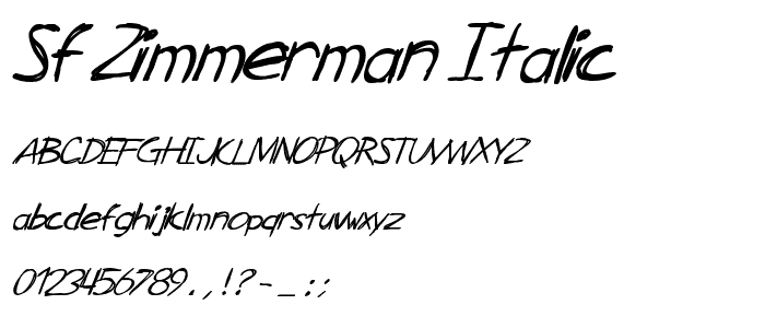 SF Zimmerman Italic font